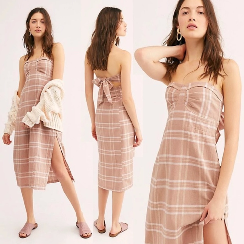 NWT Free People Life Like This Strapless Dress Cotton - Picture 2 of 8